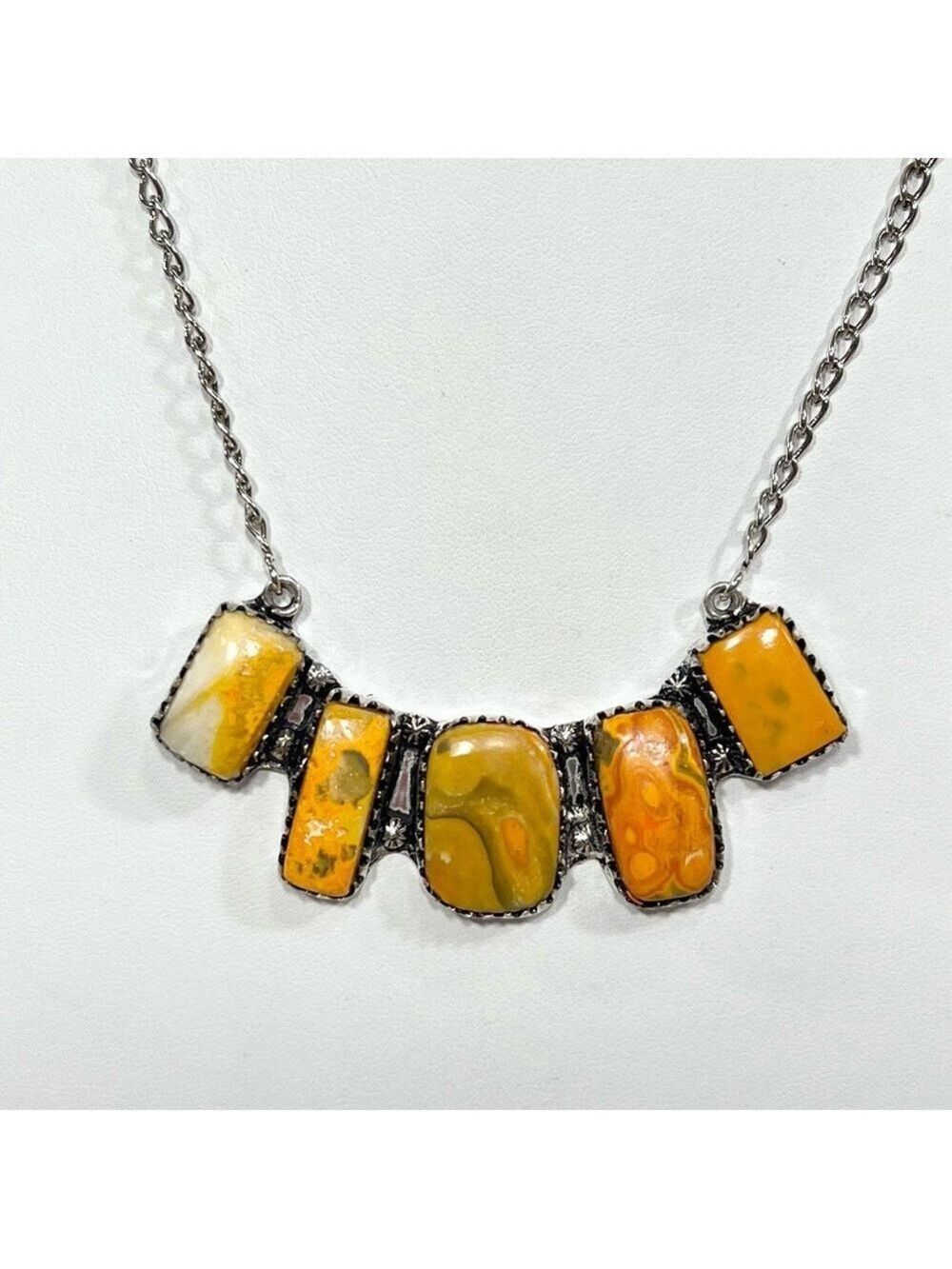 Bumble Bee Jasper Vintage Style 925 Gemstone Multi Stone Necklace